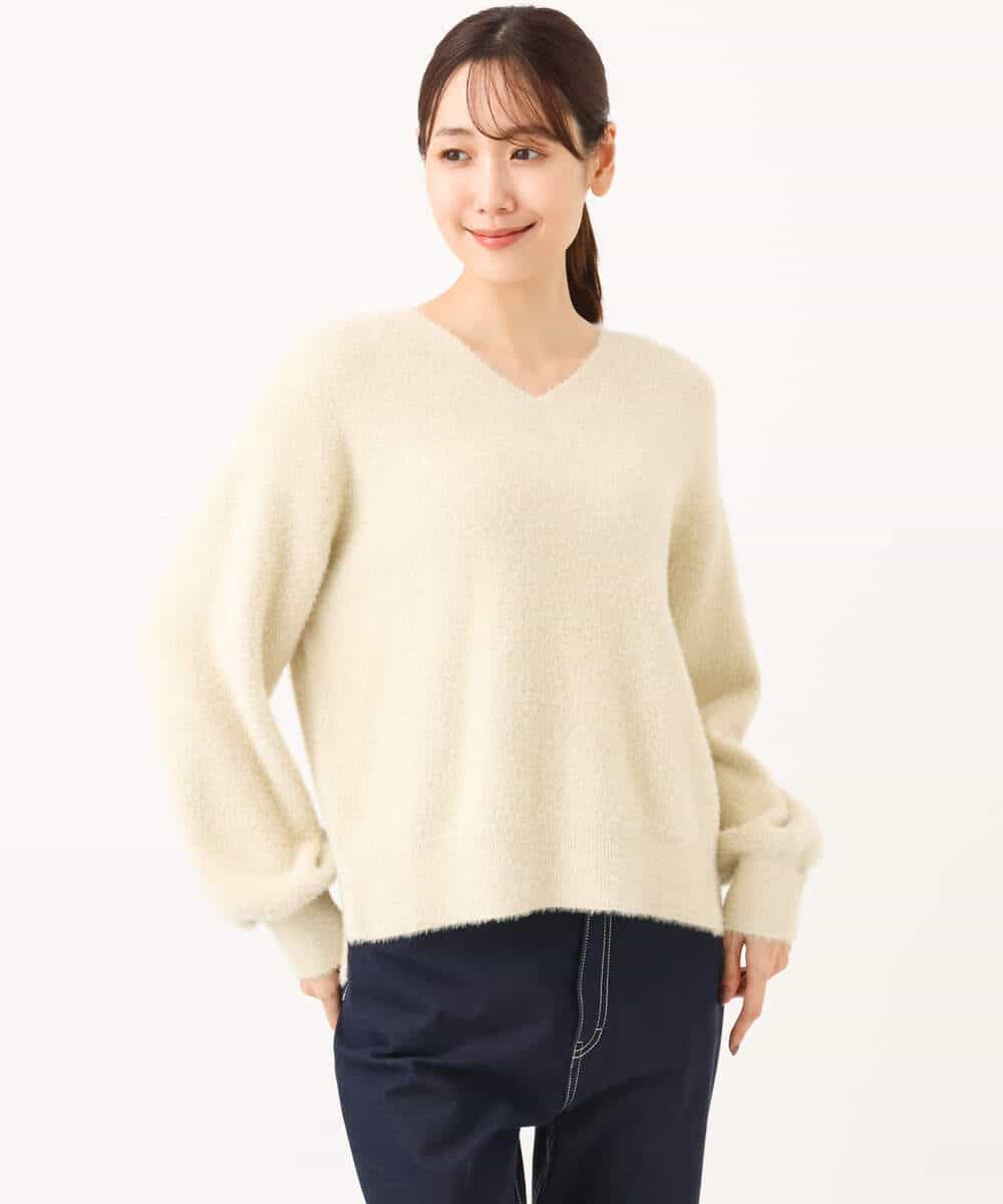 FKFAG60140 MK MICHEL KLEIN(MK ミッシェルクラン) [洗える]ショートシャギーラメニット コーラル