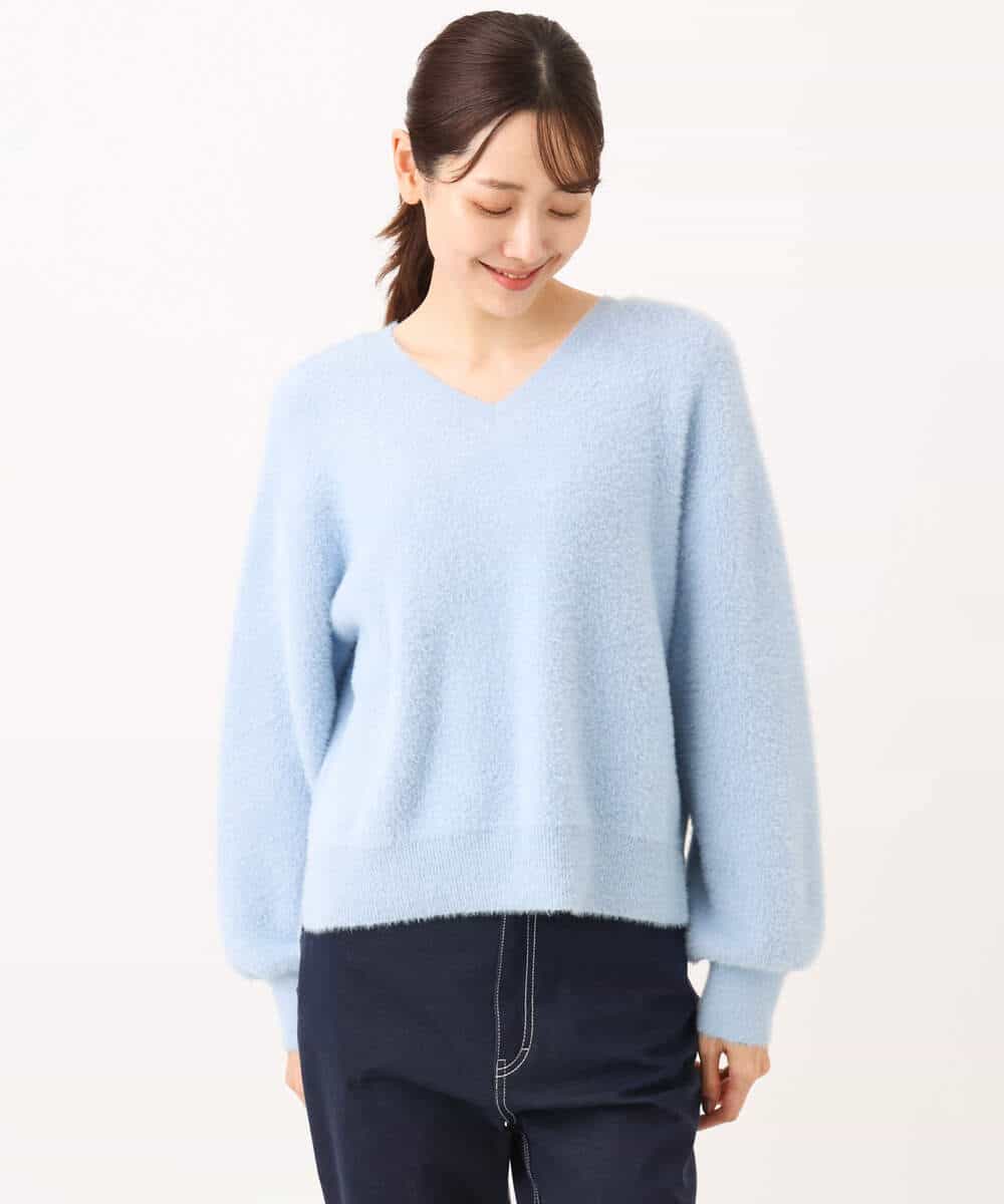 FKFAG60140 MK MICHEL KLEIN(MK ミッシェルクラン) [洗える]ショートシャギーラメニット コーラル