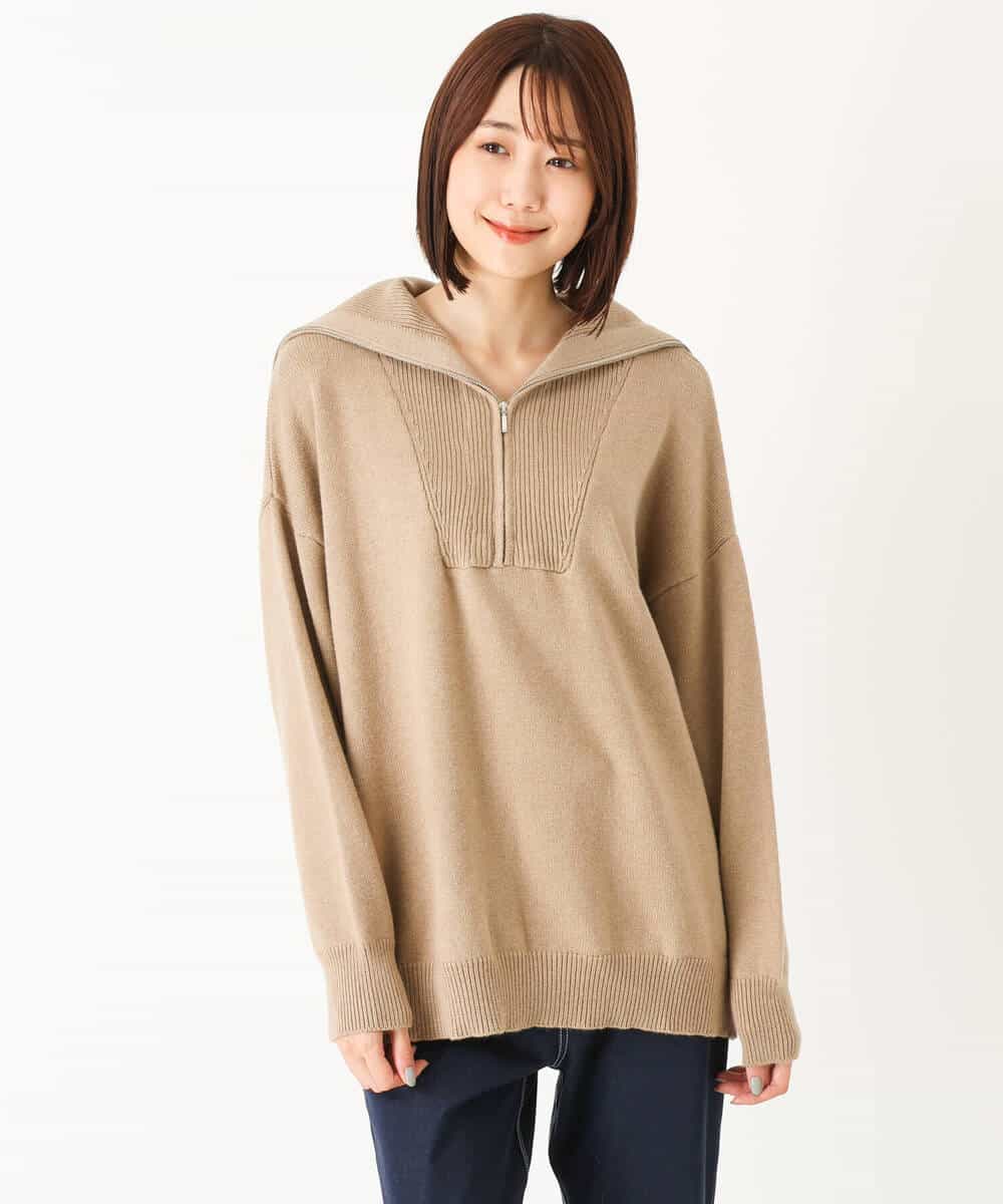 FKFAS47150 MK MICHEL KLEIN(MK ミッシェルクラン) セーラーカラーデザインニット/洗える モカ