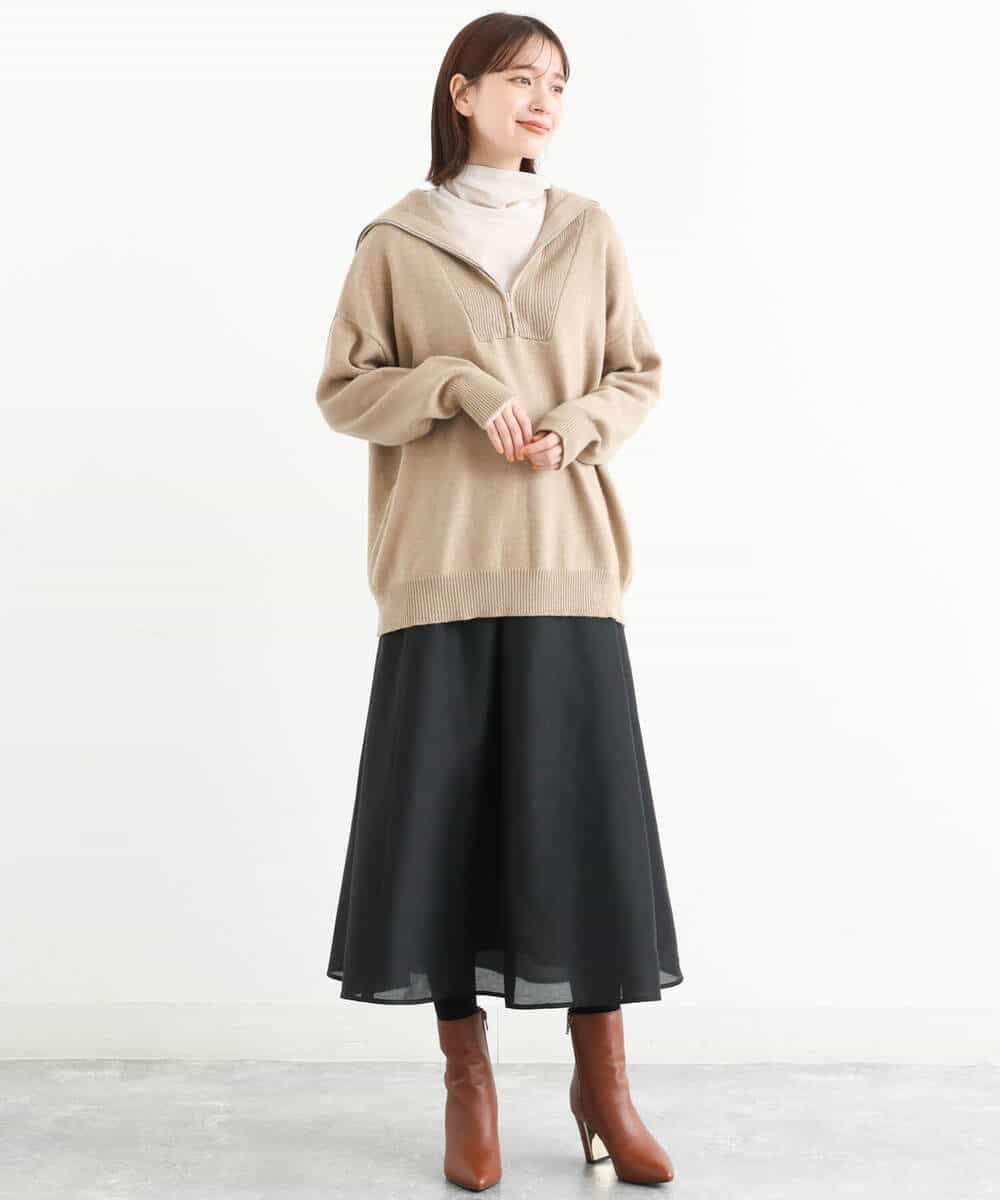 FKFAS47150 MK MICHEL KLEIN(MK ミッシェルクラン) セーラーカラーデザインニット/洗える モカ