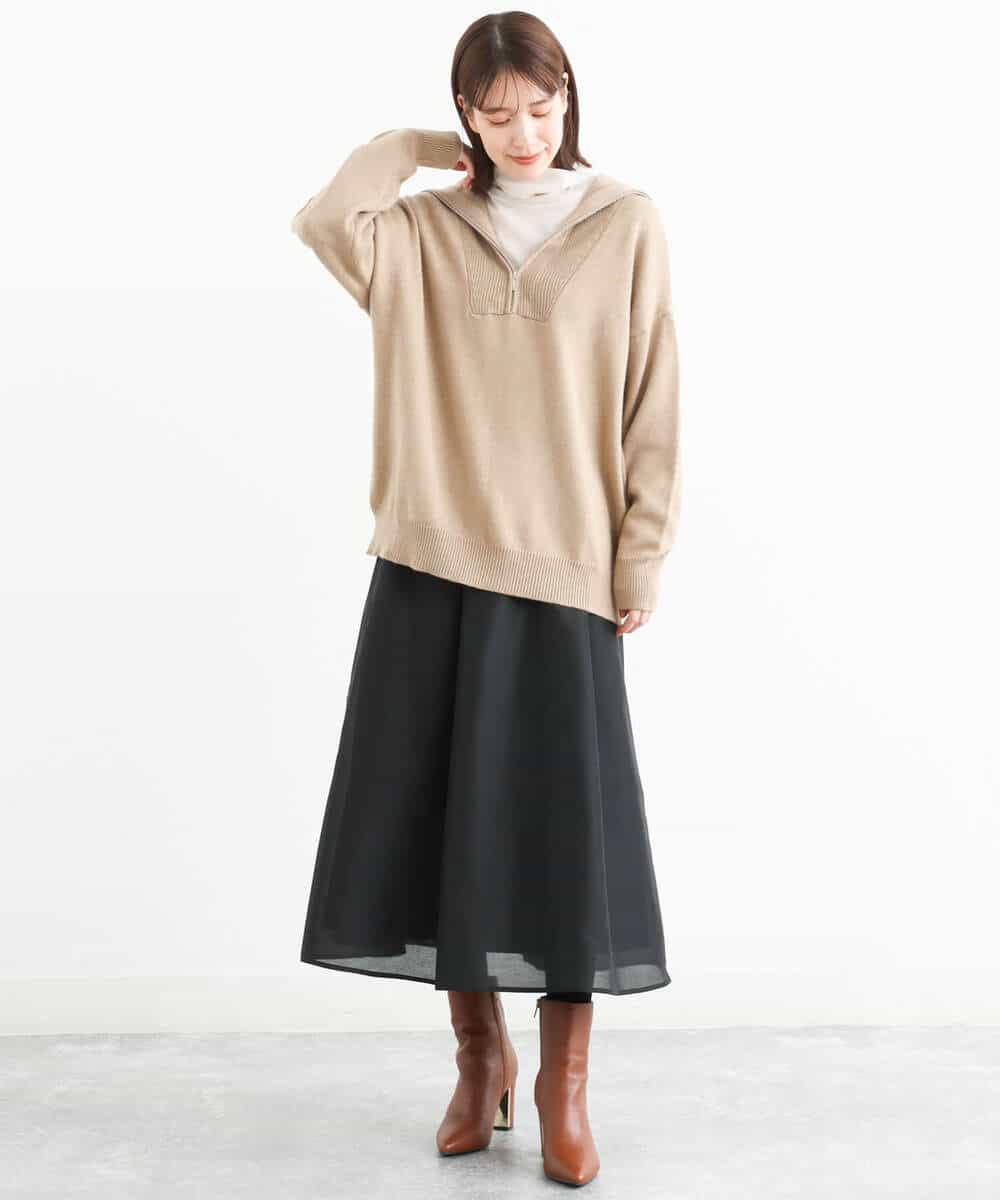 FKFAS47150 MK MICHEL KLEIN(MK ミッシェルクラン) セーラーカラーデザインニット/洗える モカ
