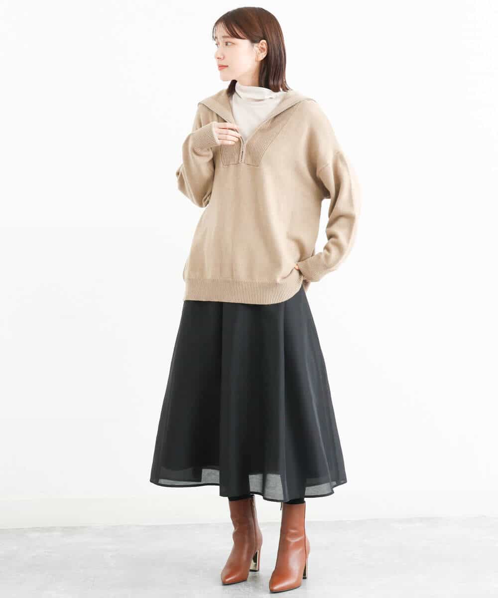 FKFAS47150 MK MICHEL KLEIN(MK ミッシェルクラン) セーラーカラーデザインニット/洗える モカ