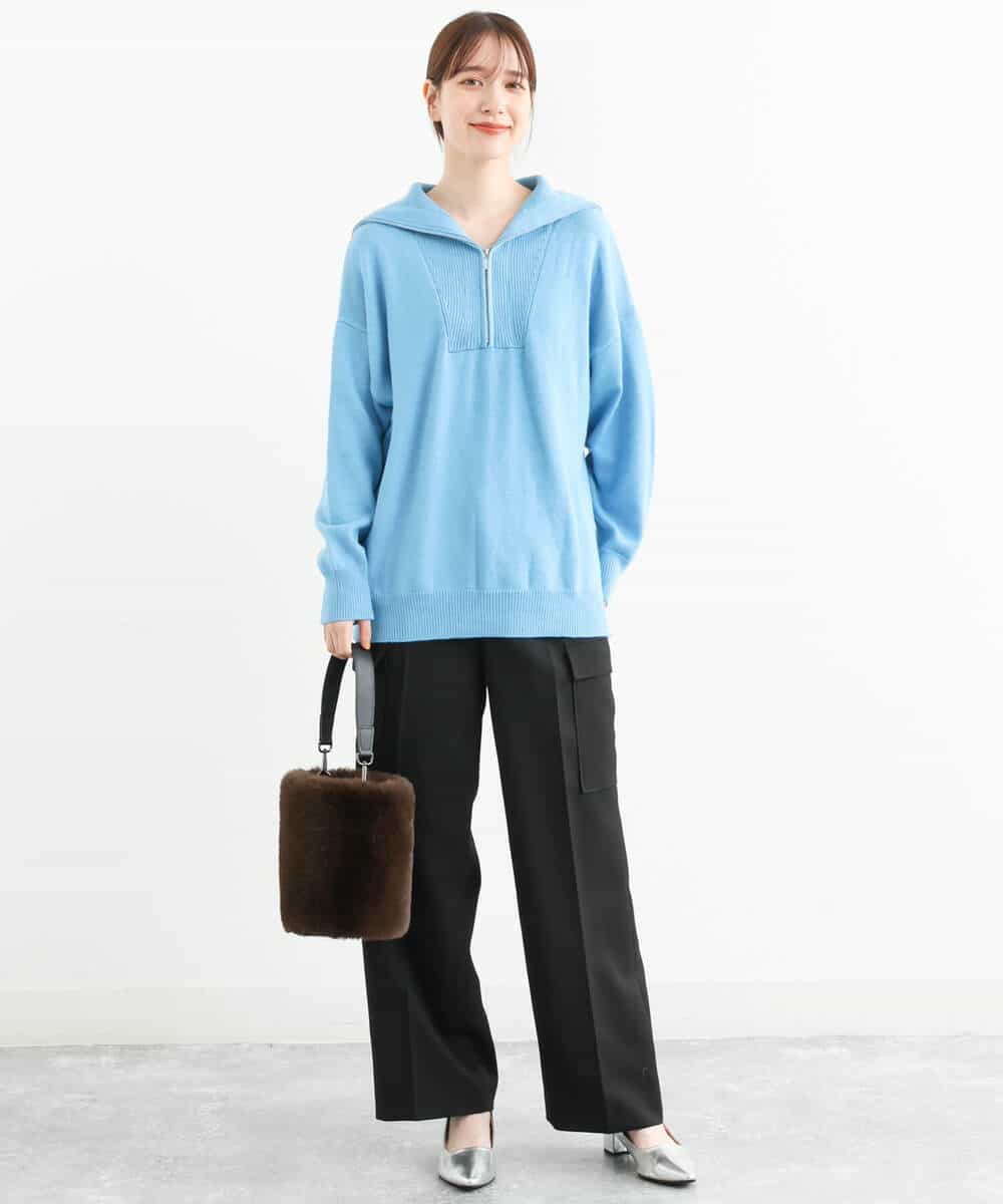 FKFAS47150 MK MICHEL KLEIN(MK ミッシェルクラン) セーラーカラーデザインニット/洗える モカ