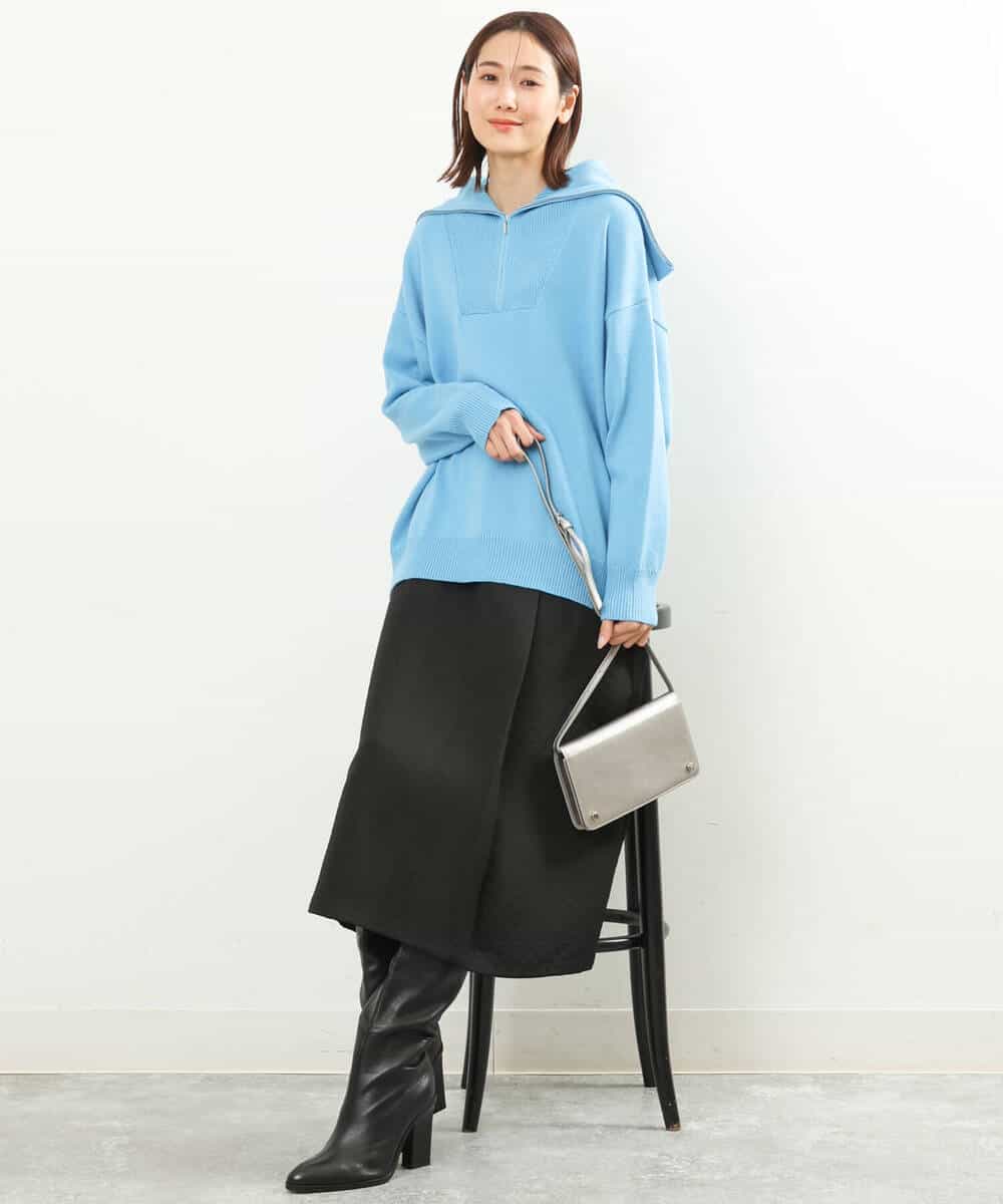 FKFAS47150 MK MICHEL KLEIN(MK ミッシェルクラン) セーラーカラーデザインニット/洗える モカ