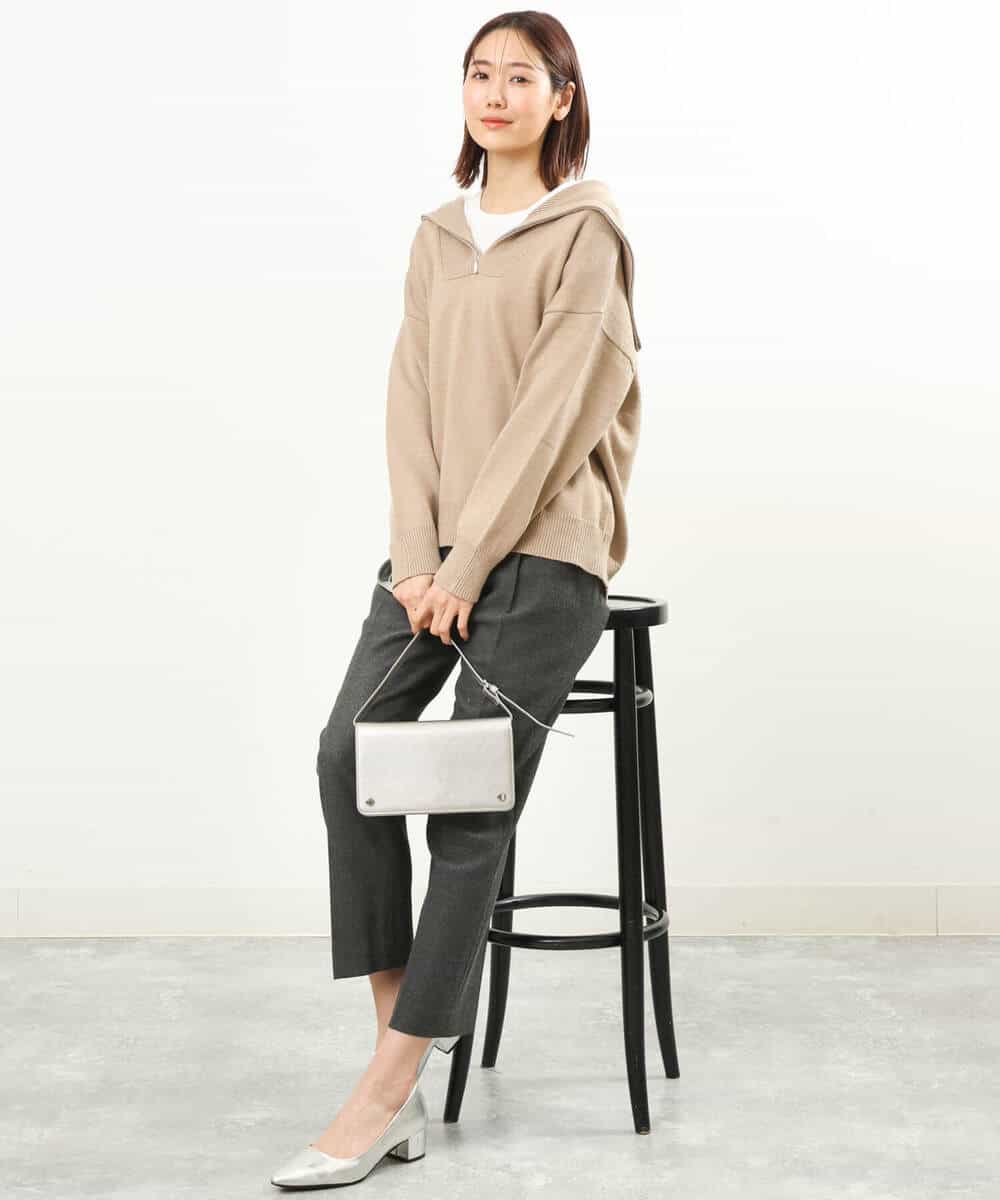 FKFAS47150 MK MICHEL KLEIN(MK ミッシェルクラン) セーラーカラーデザインニット/洗える モカ