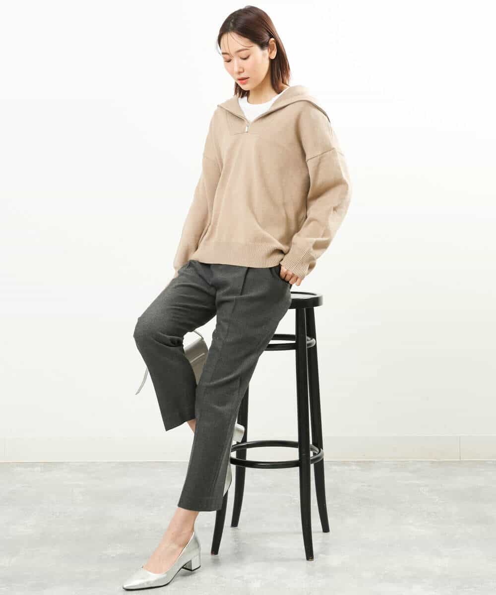 FKFAS47150 MK MICHEL KLEIN(MK ミッシェルクラン) セーラーカラーデザインニット/洗える モカ