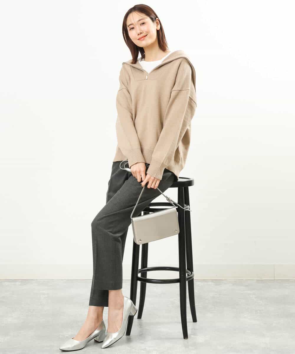 FKFAS47150 MK MICHEL KLEIN(MK ミッシェルクラン) セーラーカラーデザインニット/洗える モカ