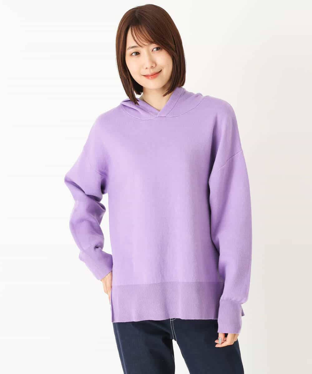 FKFAS48140 MK MICHEL KLEIN(MK ミッシェルクラン) Wフェイスニットフーディー/洗える ラベンダー