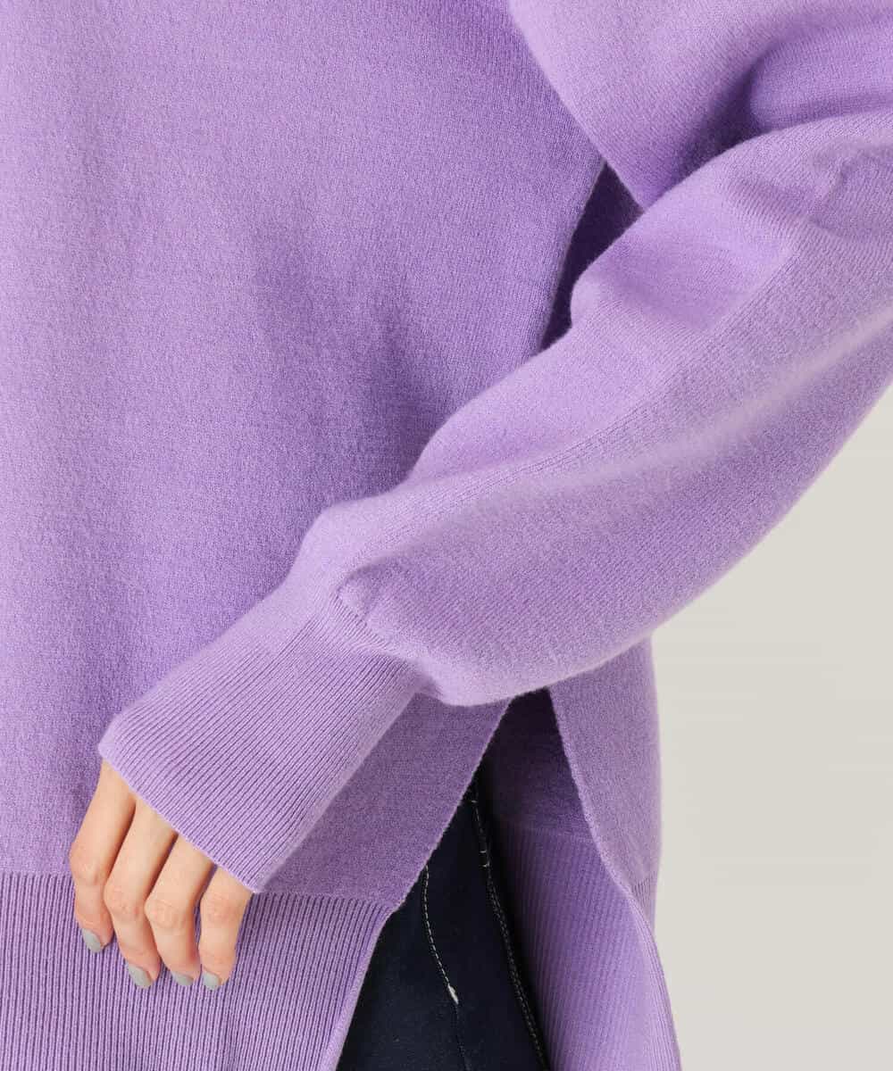 FKFAS48140 MK MICHEL KLEIN(MK ミッシェルクラン) Wフェイスニットフーディー/洗える ラベンダー