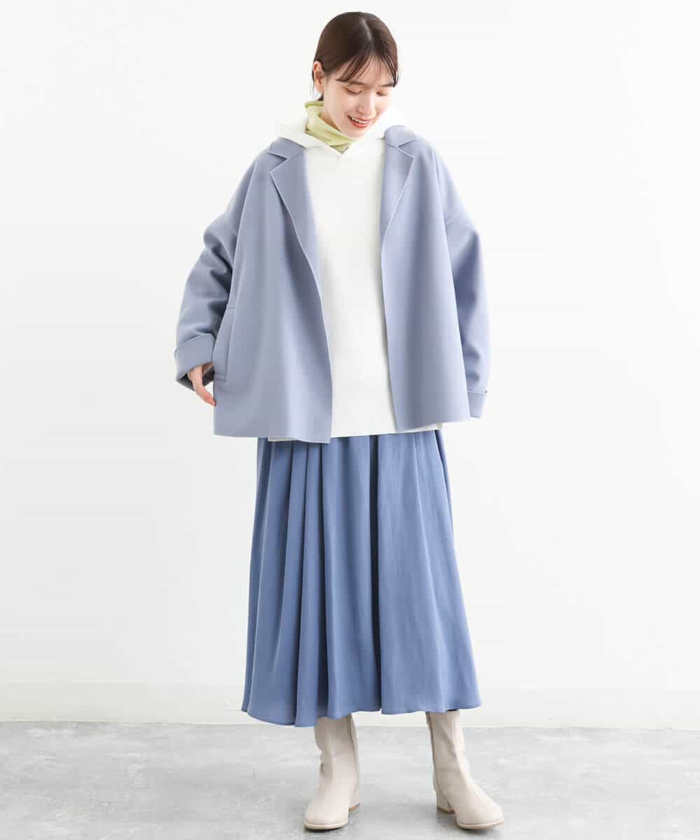 FKFAS48140 MK MICHEL KLEIN(MK ミッシェルクラン) Wフェイスニットフーディー/洗える ラベンダー