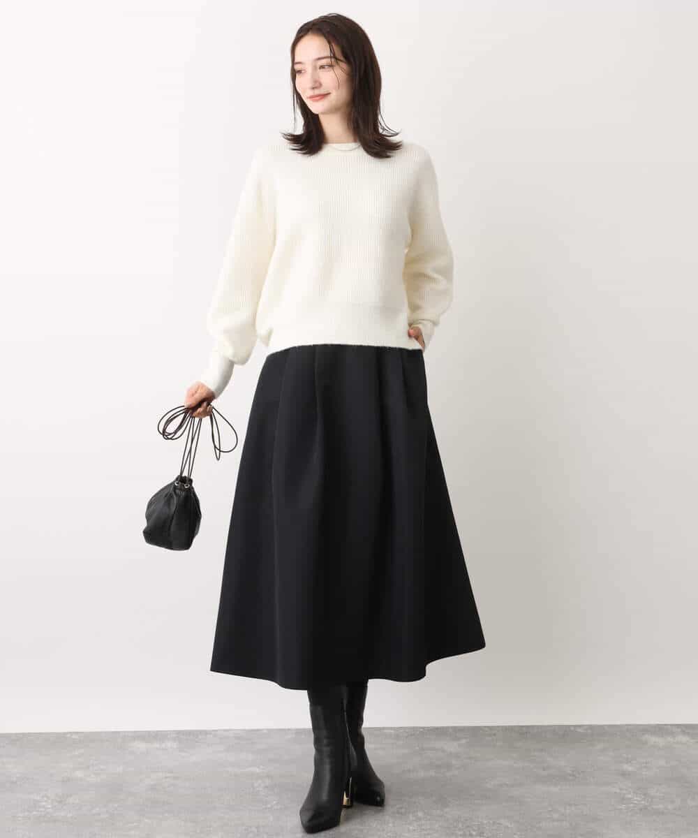 FKFAV02150 MK MICHEL KLEIN(MK ミッシェルクラン) ショート丈コクーンスリーブニット/洗える ピンク