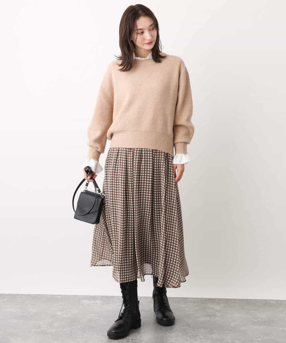FKFAV02150 MK MICHEL KLEIN(MK ミッシェルクラン) ショート丈コクーンスリーブニット/洗える ピンク