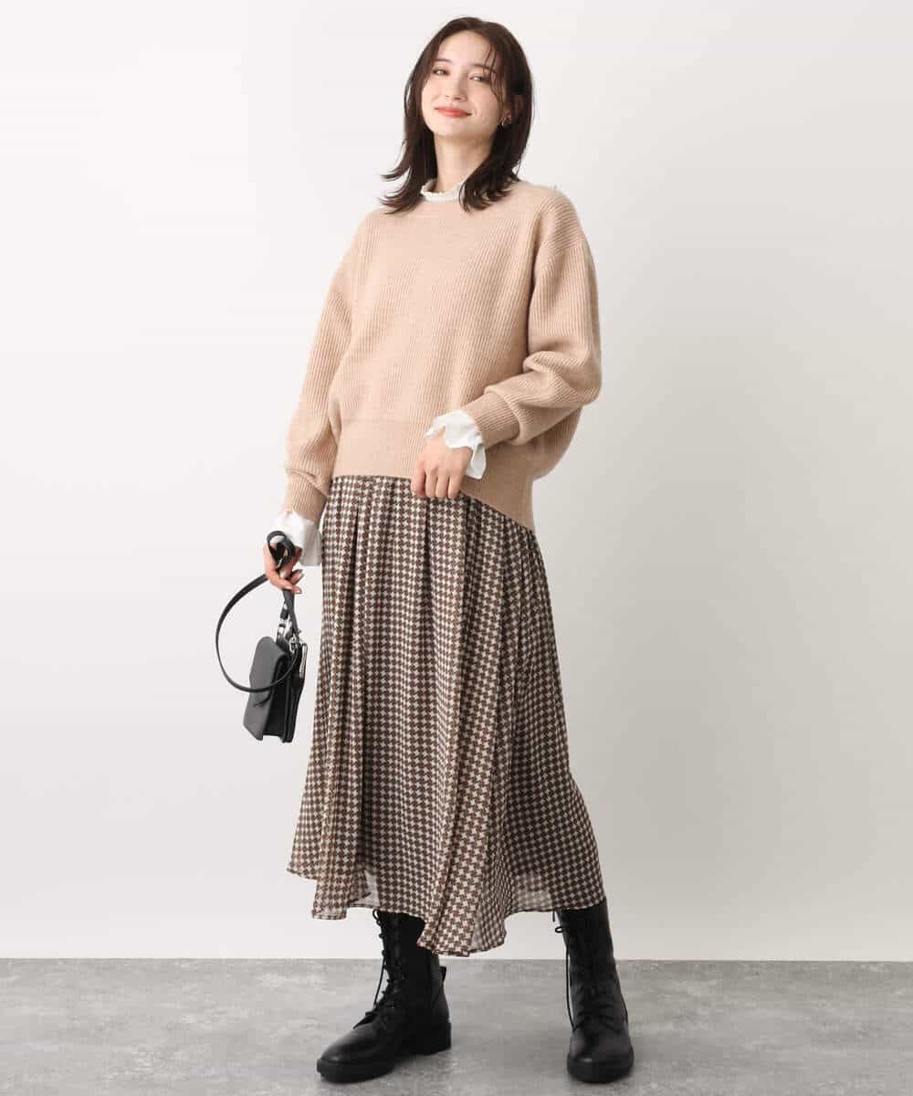 FKFAV02150 MK MICHEL KLEIN(MK ミッシェルクラン) ショート丈コクーンスリーブニット/洗える ピンク