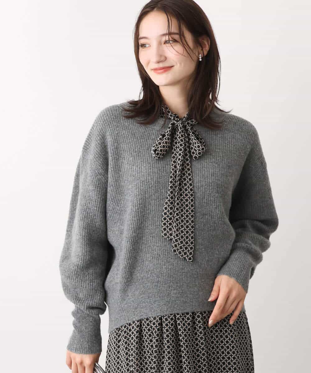 FKFAV02150 MK MICHEL KLEIN(MK ミッシェルクラン) ショート丈コクーンスリーブニット/洗える ピンク