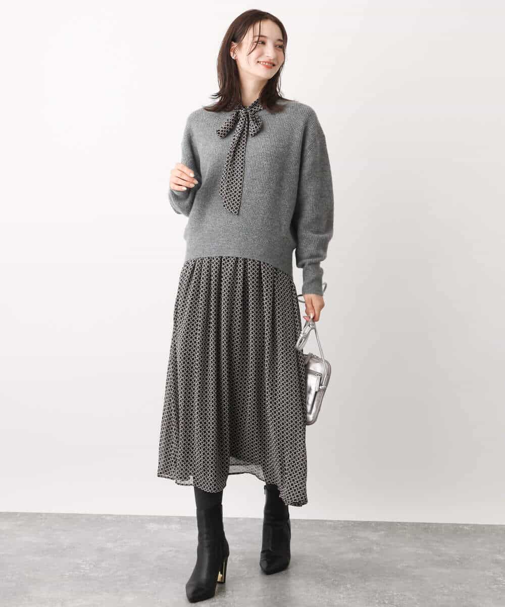 FKFAV02150 MK MICHEL KLEIN(MK ミッシェルクラン) ショート丈コクーンスリーブニット/洗える ピンク