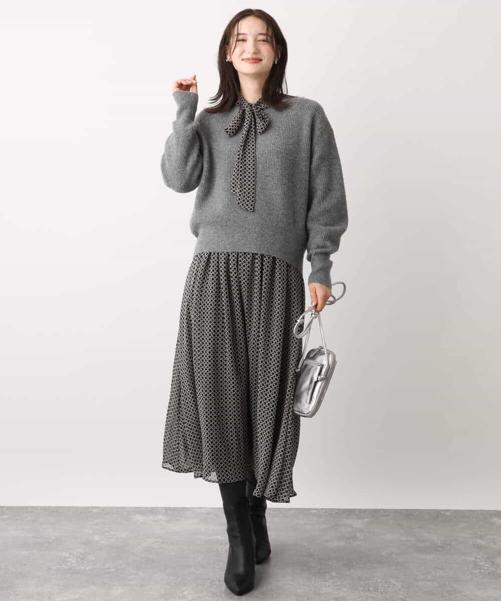 FKFAV02150 MK MICHEL KLEIN(MK ミッシェルクラン) ショート丈コクーンスリーブニット/洗える ピンク