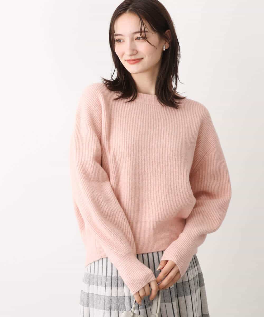 FKFAV02150 MK MICHEL KLEIN(MK ミッシェルクラン) ショート丈コクーンスリーブニット/洗える ピンク