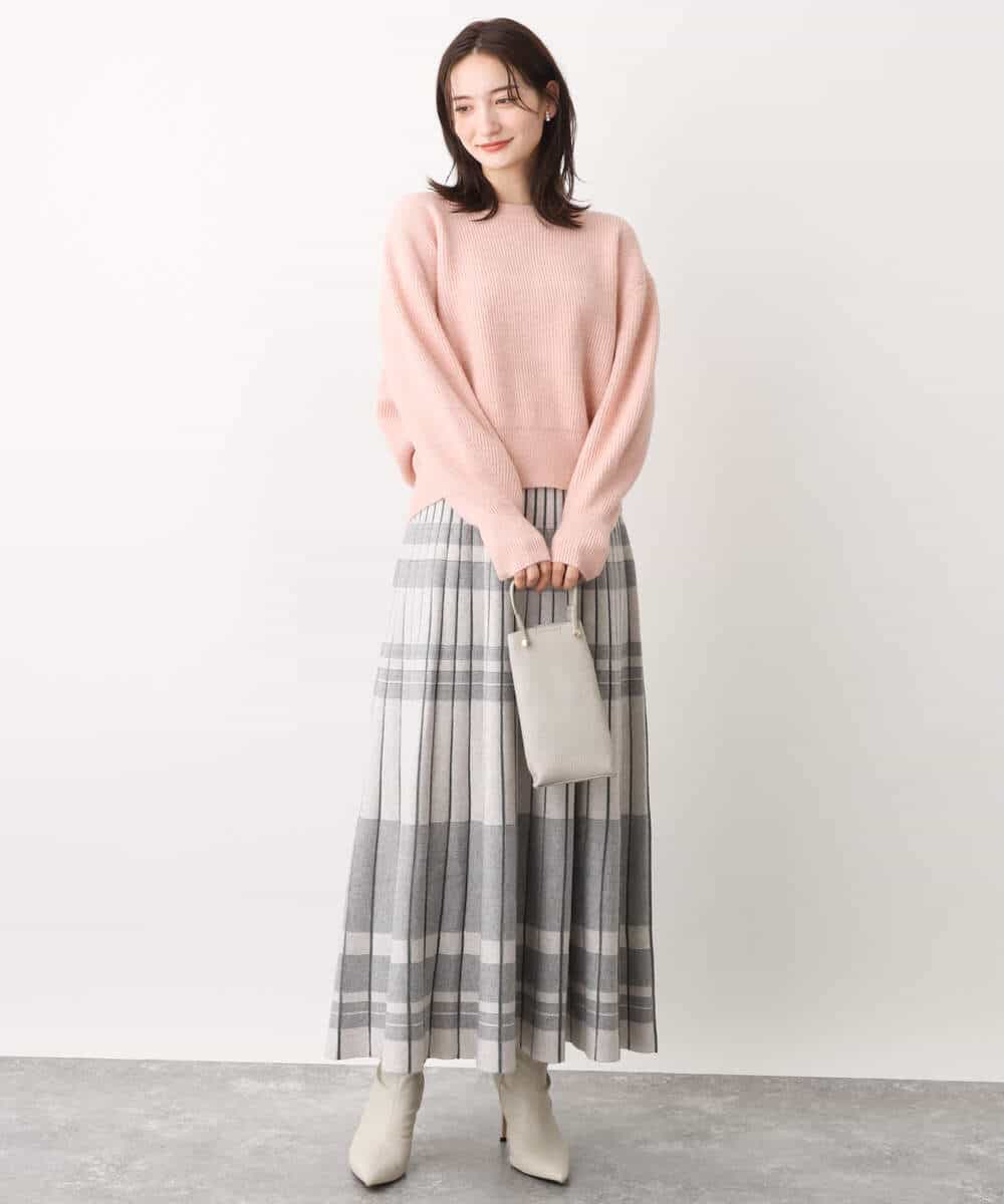 FKFAV02150 MK MICHEL KLEIN(MK ミッシェルクラン) ショート丈コクーンスリーブニット/洗える ピンク