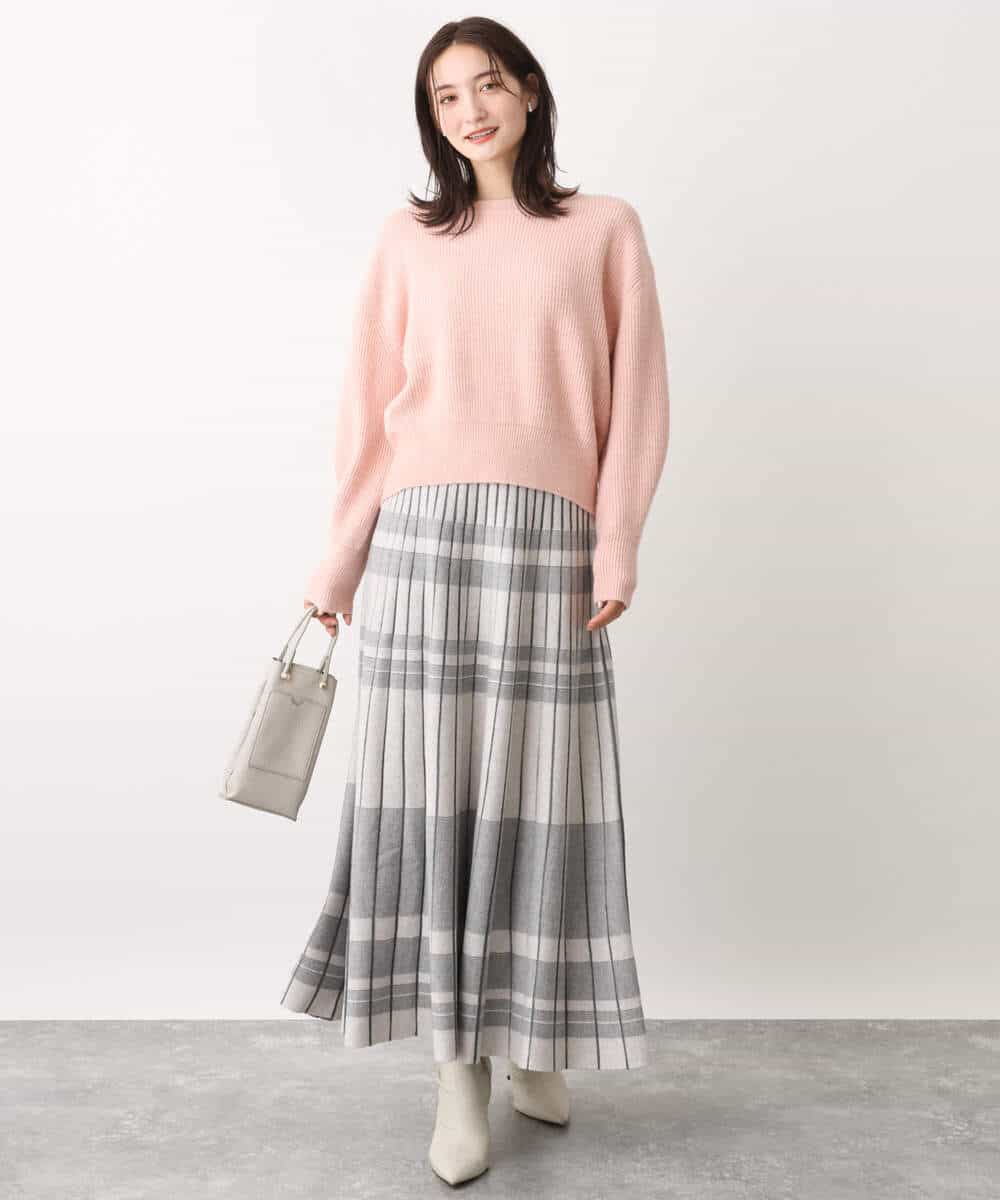 FKFAV02150 MK MICHEL KLEIN(MK ミッシェルクラン) ショート丈コクーンスリーブニット/洗える ピンク