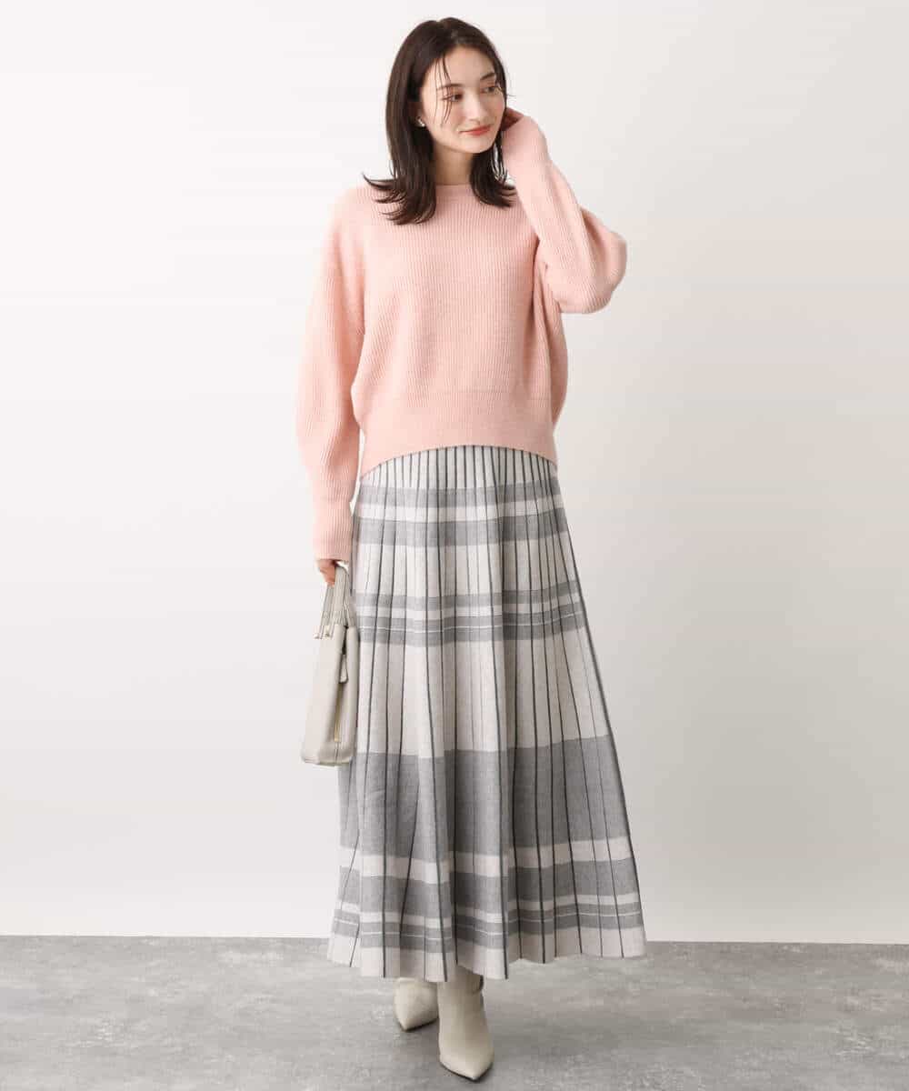 FKFAV02150 MK MICHEL KLEIN(MK ミッシェルクラン) ショート丈コクーンスリーブニット/洗える ピンク