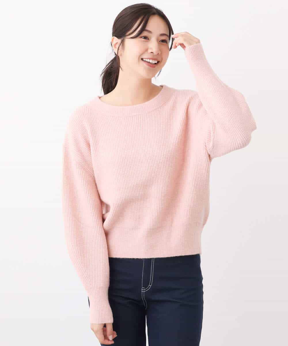 FKFAV02150 MK MICHEL KLEIN(MK ミッシェルクラン) ショート丈コクーンスリーブニット/洗える ピンク