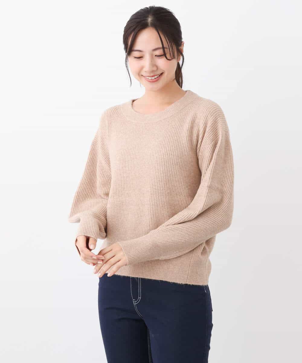 FKFAV02150 MK MICHEL KLEIN(MK ミッシェルクラン) ショート丈コクーンスリーブニット/洗える ピンク
