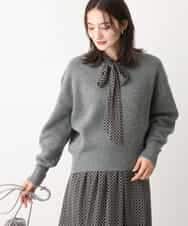 FKFAV02150 MK MICHEL KLEIN(MK ミッシェルクラン) ショート丈コクーンスリーブニット/洗える ダークグレー