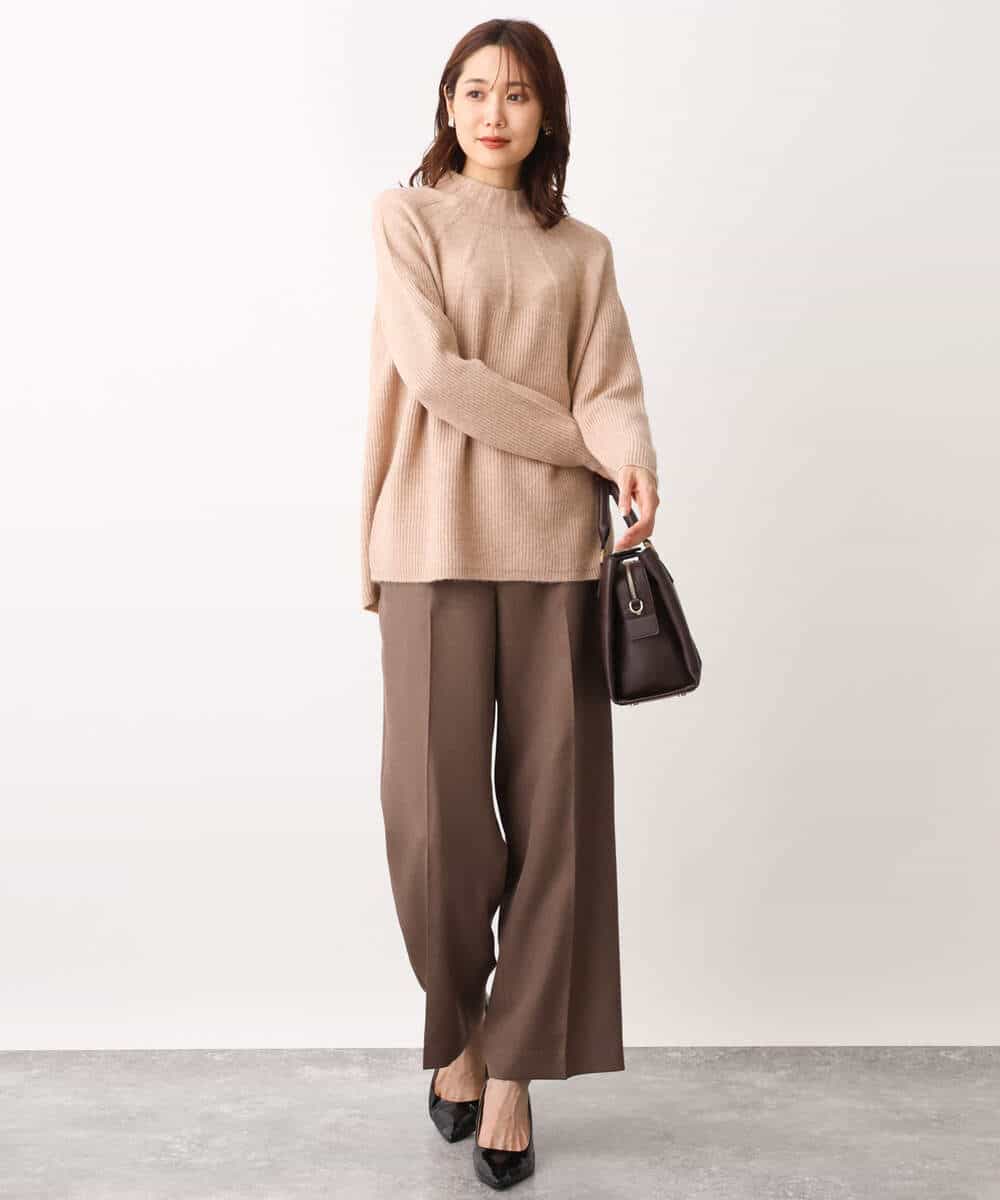 FKFAV03150 MK MICHEL KLEIN(MK ミッシェルクラン) 編地切替えミドルゲージニット/洗える ミント