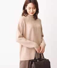 FKFAV03150 MK MICHEL KLEIN(MK ミッシェルクラン) 編地切替えミドルゲージニット/洗える ベージュ