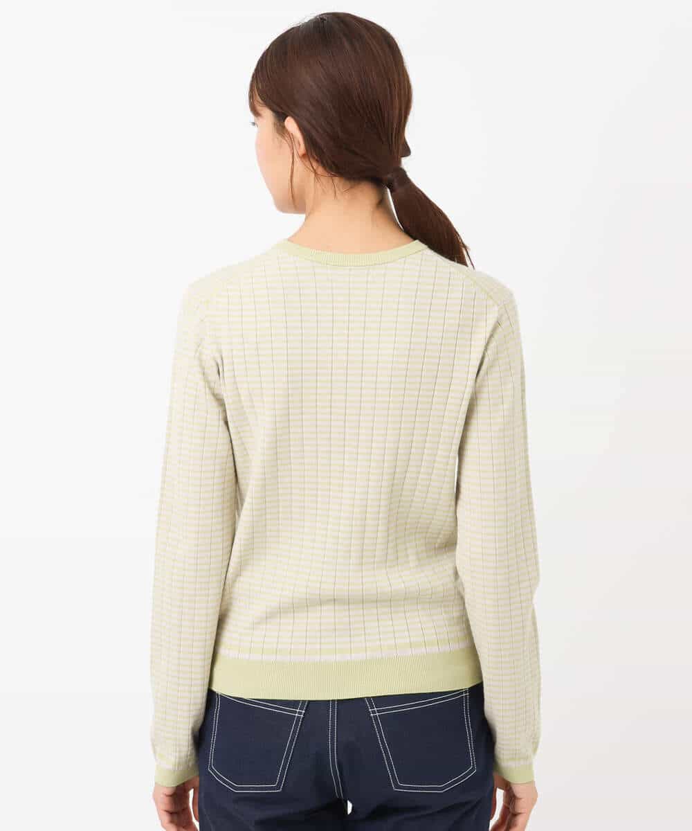 FKFAV42120 MK MICHEL KLEIN(MK ミッシェルクラン) ワイドリブボーダーニット/洗える グリーン