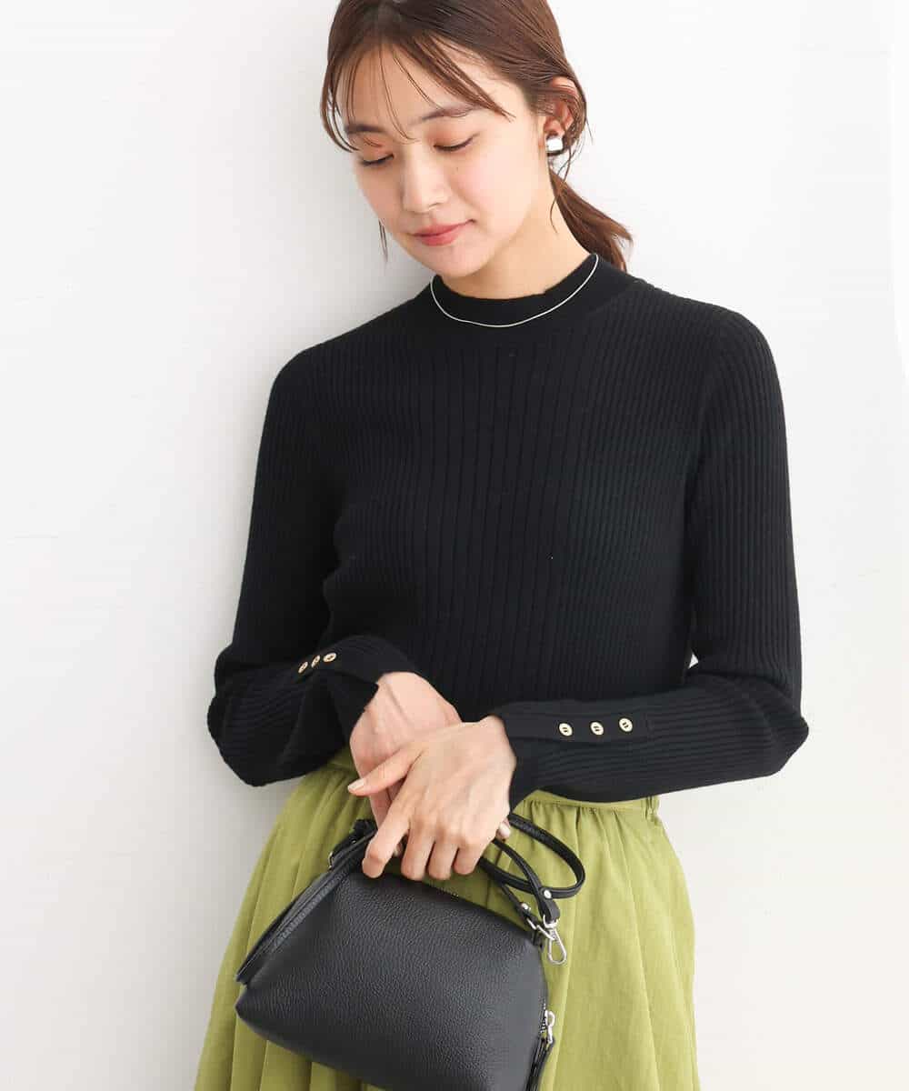 FKFAV43110 MK MICHEL KLEIN(MK ミッシェルクラン) モックネックワイドリブニット/洗える ミント