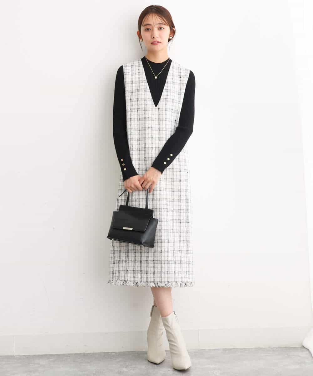 FKFAV43110 MK MICHEL KLEIN(MK ミッシェルクラン) モックネックワイドリブニット/洗える ミント