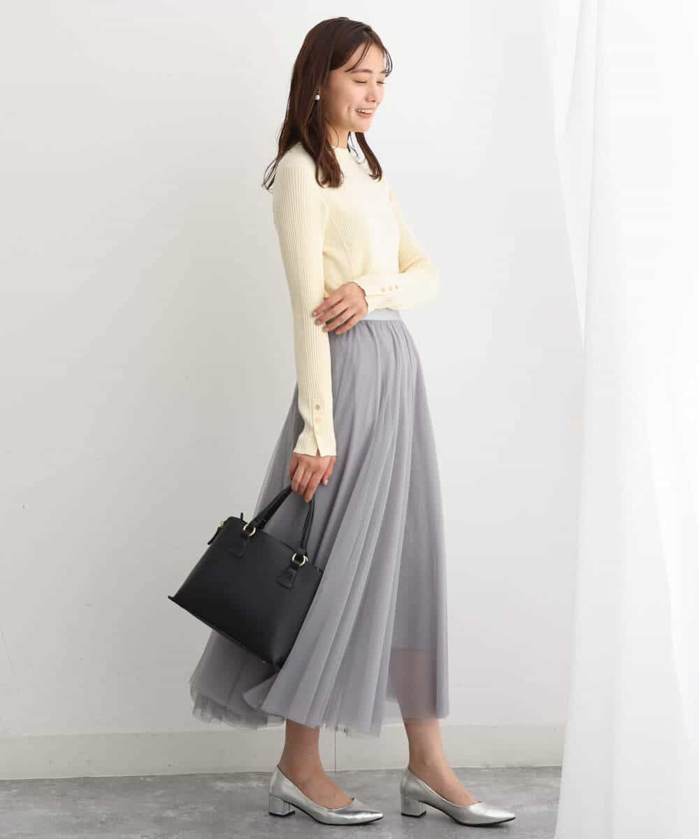 FKFAV43110 MK MICHEL KLEIN(MK ミッシェルクラン) モックネックワイドリブニット/洗える ミント