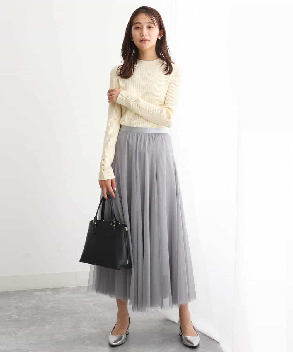 FKFAV43110 MK MICHEL KLEIN(MK ミッシェルクラン) モックネックワイドリブニット/洗える ミント