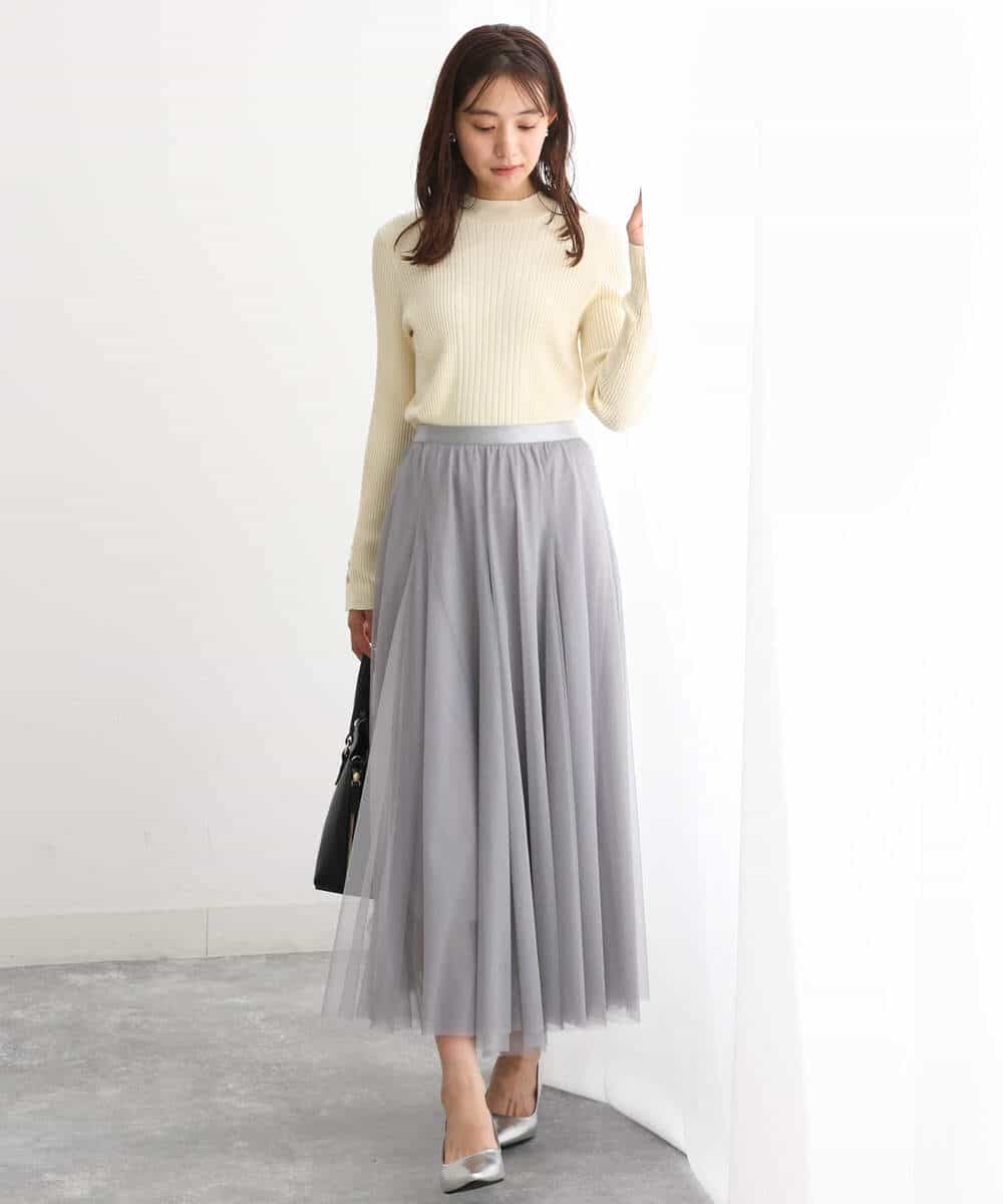 FKFAV43110 MK MICHEL KLEIN(MK ミッシェルクラン) モックネックワイドリブニット/洗える ミント