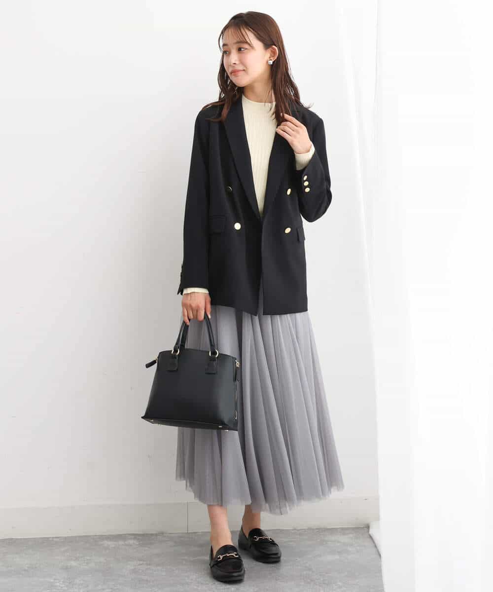 FKFAV43110 MK MICHEL KLEIN(MK ミッシェルクラン) モックネックワイドリブニット/洗える ミント
