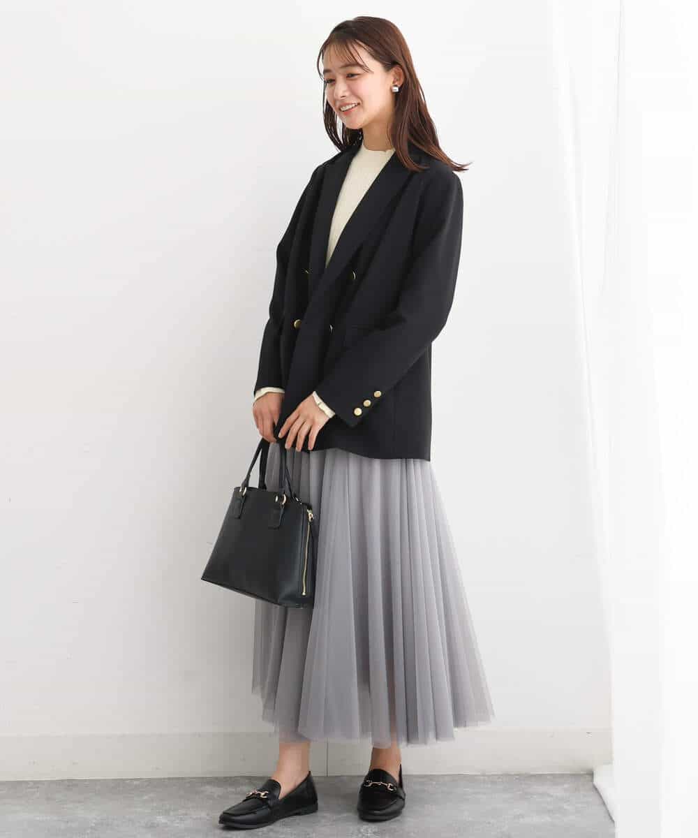 FKFAV43110 MK MICHEL KLEIN(MK ミッシェルクラン) モックネックワイドリブニット/洗える ミント