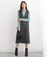FKFAV43110 MK MICHEL KLEIN(MK ミッシェルクラン) モックネックワイドリブニット/洗える ミント