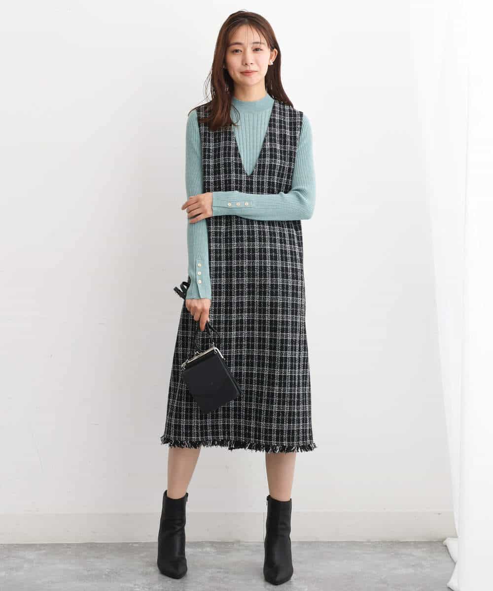 FKFAV43110 MK MICHEL KLEIN(MK ミッシェルクラン) モックネックワイドリブニット/洗える ミント