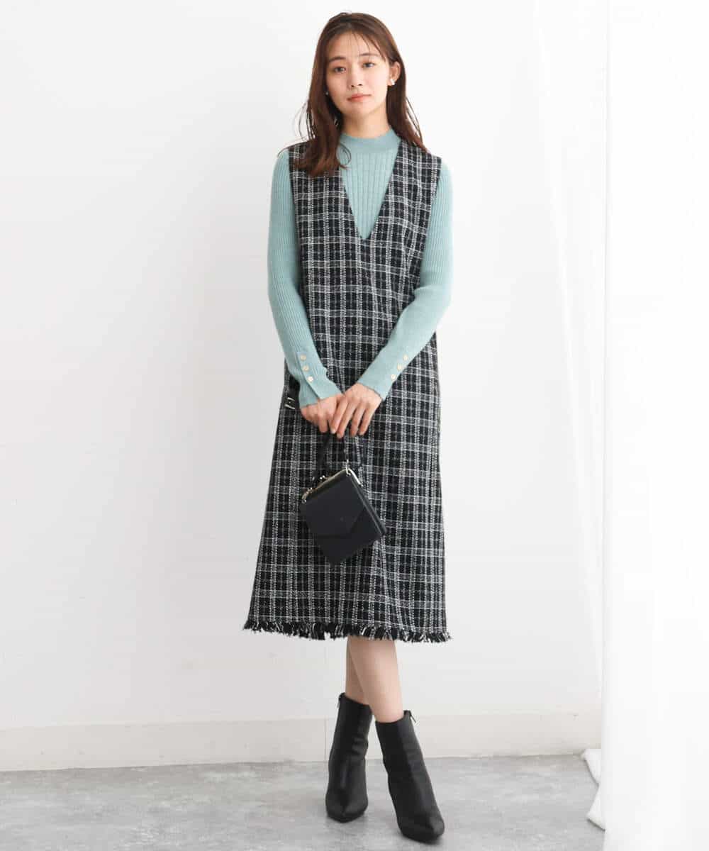 FKFAV43110 MK MICHEL KLEIN(MK ミッシェルクラン) モックネックワイドリブニット/洗える ミント