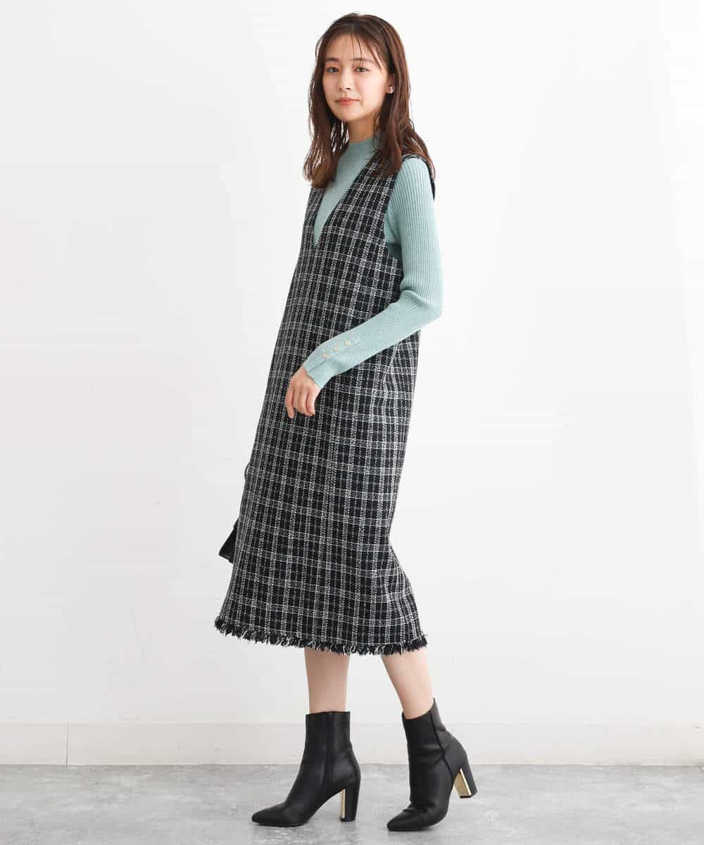 FKFAV43110 MK MICHEL KLEIN(MK ミッシェルクラン) モックネックワイドリブニット/洗える ミント
