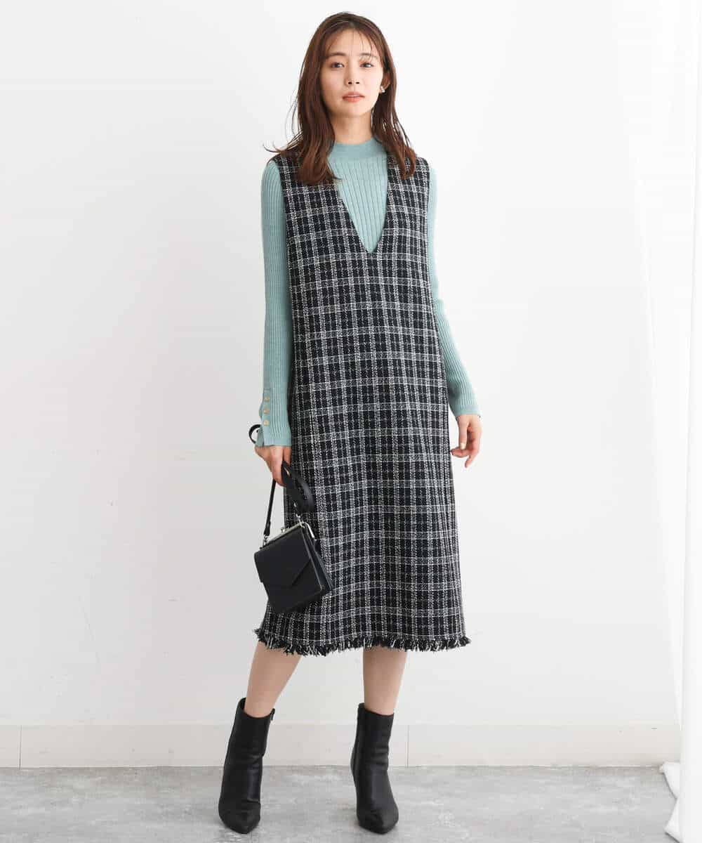 FKFAV43110 MK MICHEL KLEIN(MK ミッシェルクラン) モックネックワイドリブニット/洗える ミント