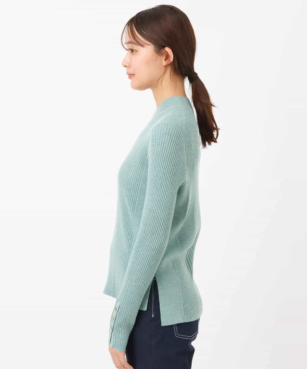 FKFAV43110 MK MICHEL KLEIN(MK ミッシェルクラン) モックネックワイドリブニット/洗える ミント