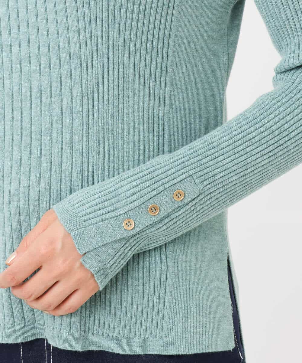 FKFAV43110 MK MICHEL KLEIN(MK ミッシェルクラン) モックネックワイドリブニット/洗える ミント