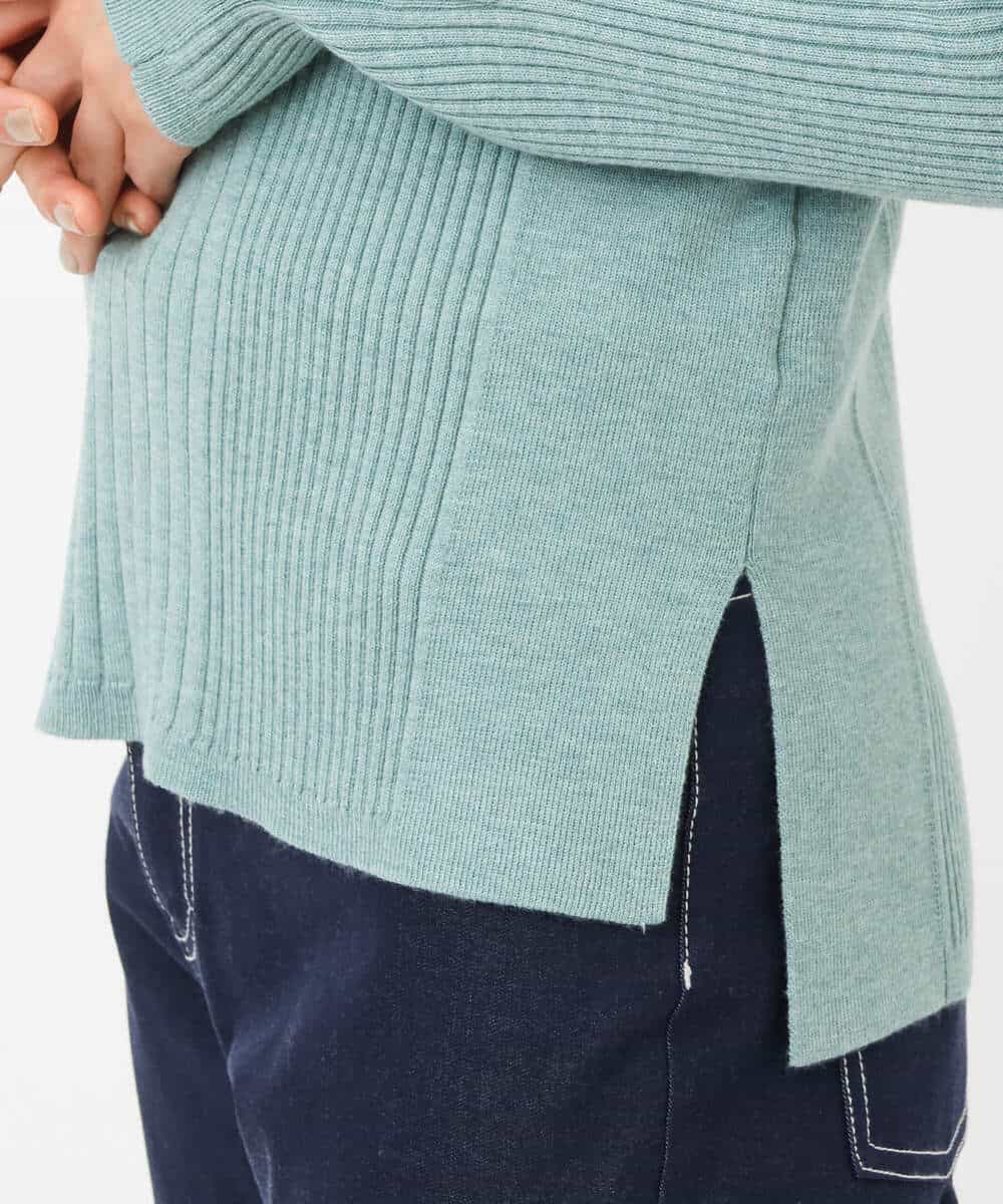 FKFAV43110 MK MICHEL KLEIN(MK ミッシェルクラン) モックネックワイドリブニット/洗える ミント