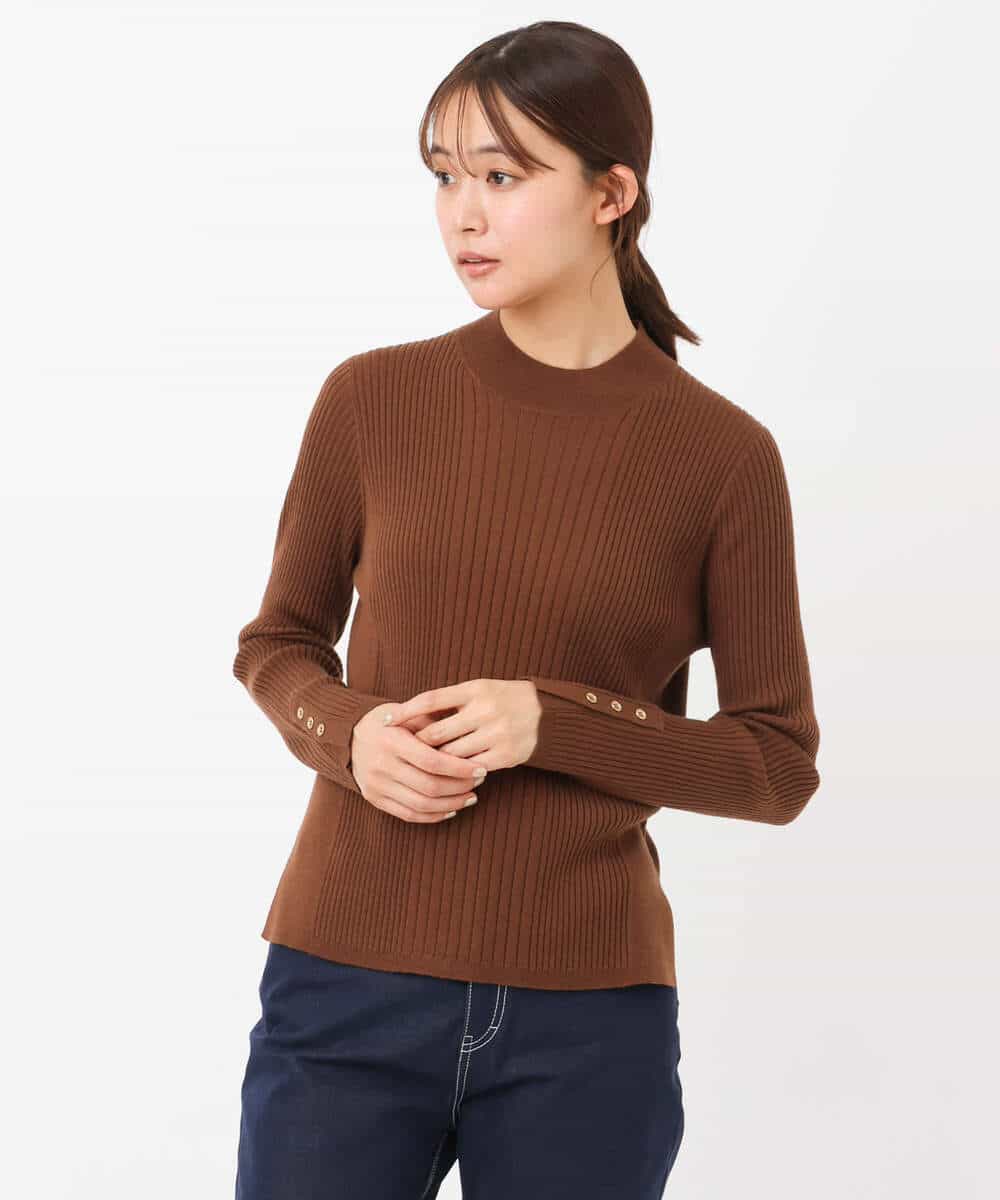 FKFAV43110 MK MICHEL KLEIN(MK ミッシェルクラン) モックネックワイドリブニット/洗える ミント