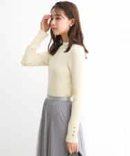 FKFAV43110 MK MICHEL KLEIN(MK ミッシェルクラン) モックネックワイドリブニット/洗える クリーム