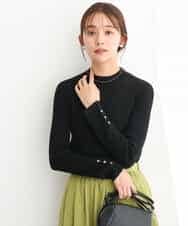FKFAV43110 MK MICHEL KLEIN(MK ミッシェルクラン) モックネックワイドリブニット/洗える ブラック