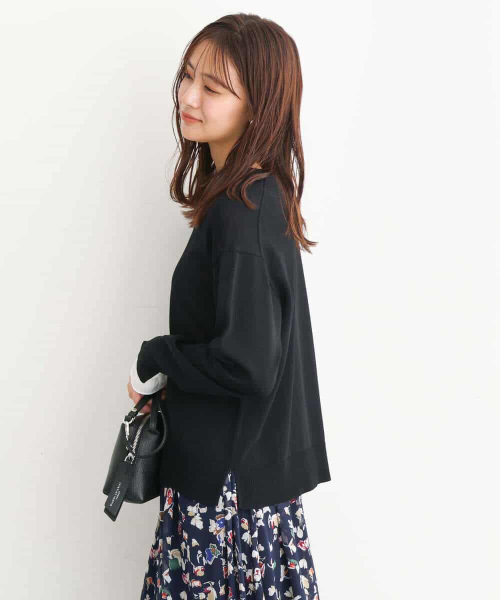 FKFAV44110 MK MICHEL KLEIN(MK ミッシェルクラン) プチフリル袖デザインニット/洗える ブルー