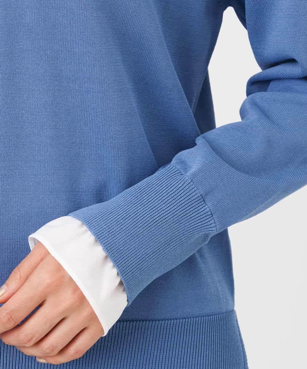 FKFAV44110 MK MICHEL KLEIN(MK ミッシェルクラン) プチフリル袖デザインニット/洗える ブルー